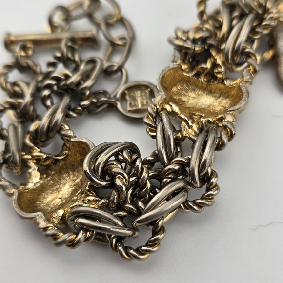 Givenchy Gold Tone Multi-Strand Chain Bracelet 10" Designer Logo Jewelry - Picture 12 of 12